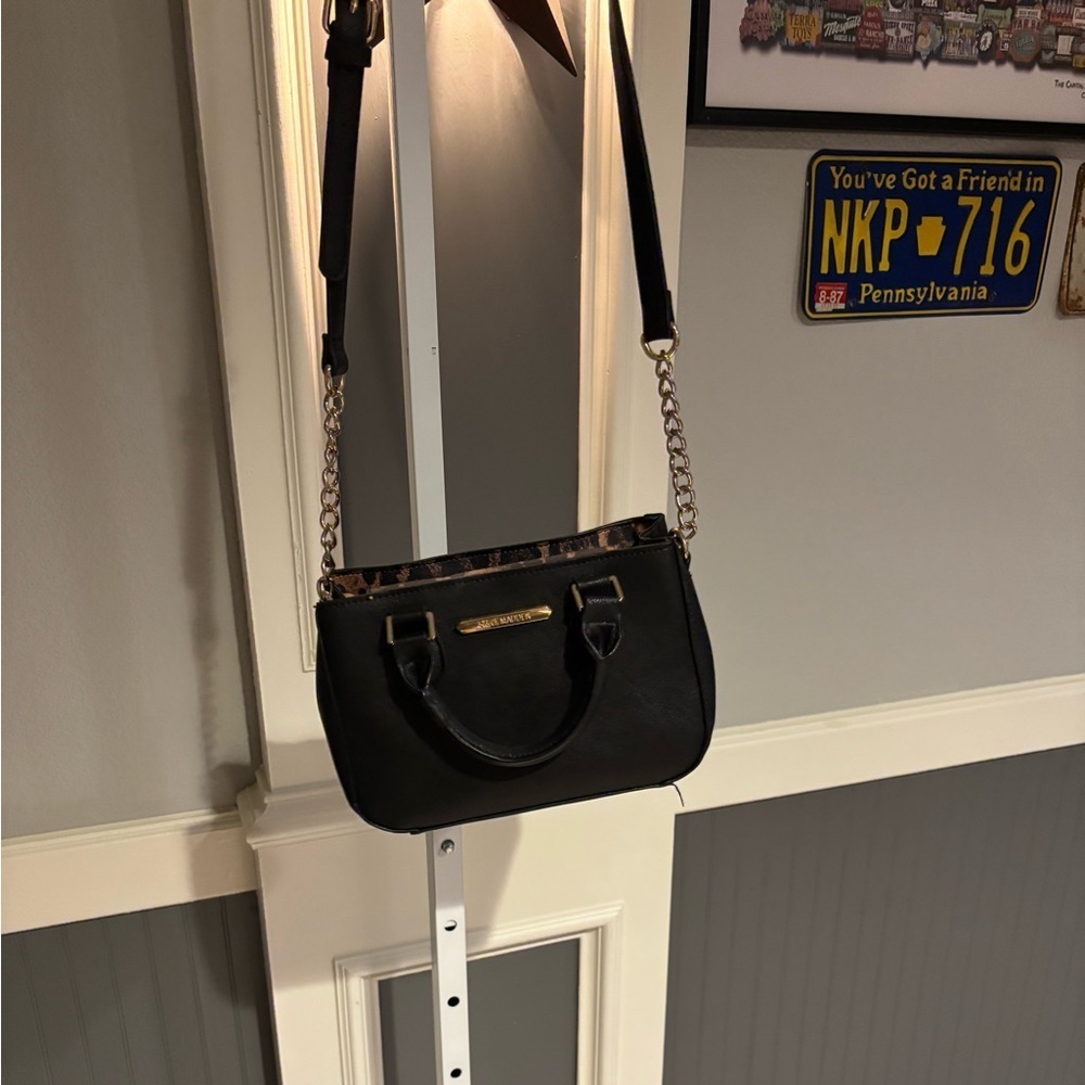 Steve Madden Black Purse with Animal Print and Gold Details